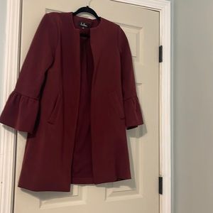 open front ruffle sleeve blazer
